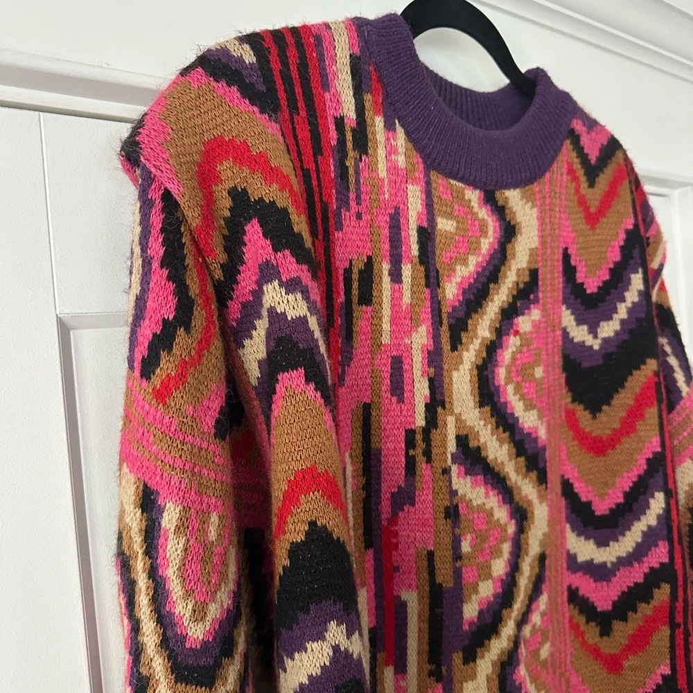 FARM RIO EUC Colorful Geometric Women's Sweater - Picture 3 of 4